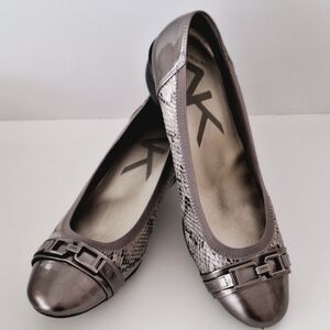 Anne Klein Sport AKDavniar metallic pewter and snakeskin print wedges